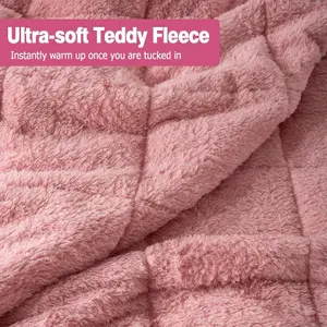 Teddy Fleece Weighted Blanket Quilted Sherpa Throw Deep Sleep Therapy Relax - 125 x 150cm - 4kg