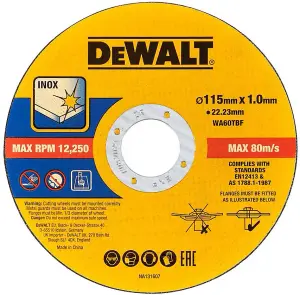 Dewalt 115mm 4.5" 1mm Thin INOX Metal Cutting Disc 22mm Bore Flat Disc - Single