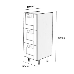 Ashford Matt Kombu green Shaker Freestanding 3 drawer Base unit (W)295mm (H)820mm