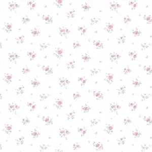 Galerie Pretty Prints Pink/Grey Rainbow Floral Wallpaper Roll