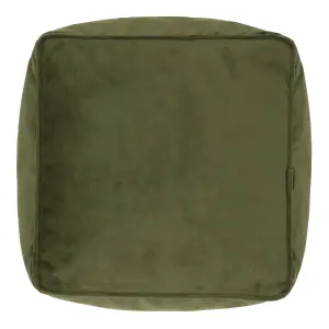 icon Amara Velvet Bean Bag Pouffe Olive Green