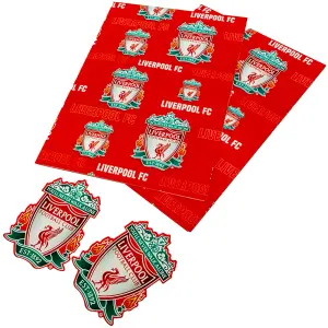 Liverpool FC Text Gift Wrap Sheets (Pack of 2) Red (70cm x 50cm)