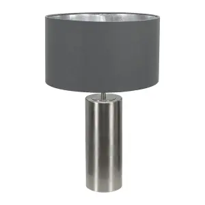 ValueLights Lexy Chrome Touch Table Lamp with Charcoal with Chrome Inner Lamp Shade