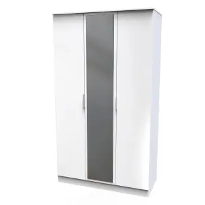 Poole Triple Mirror Wardrobe in White Gloss (Ready Assembled)