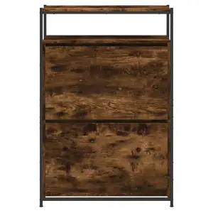 Shoe Cabinet Smoked Oak 75x34x112 Engineered Wood