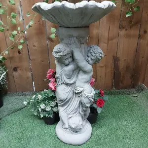 Stone Birdbath Twin Cherub Design