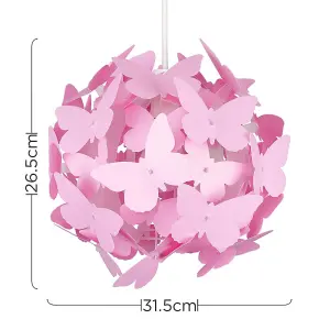 ValueLights Pink Ceiling Pendant Shade and B22 GLS LED 6W Warm White 3000K Bulb