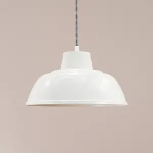 ValueLights Morris White Metal Hanging Pendant Ceiling Light Fitting for Living Room Kitchen - LED Bulb Included