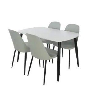 Core Products Aspen White 120cm Rectangular Dining Table with 4 Grey Plastic Duo Design Chairs