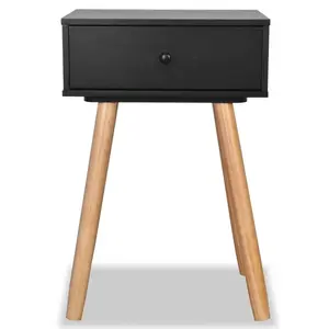 Morwenna 1 Drawer Bedside Table (Set of 2) Black