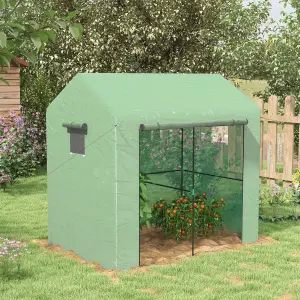 Outsunny Walk-in Green House with Roll-up Door and Mesh Windows, 200x140x200cm