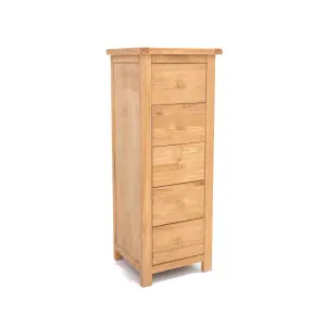 Lugo 5 Drawer Narrow Chest of Drawers Wood Knob