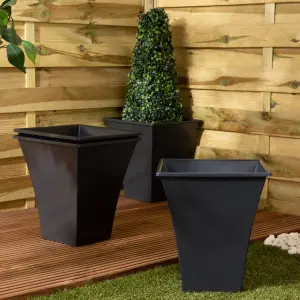 Wham Set 4 Metallica 28cm Square Plastic Planter Slate