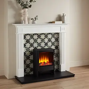 Focal Point Woodthorpe White & black MDF Timeless Fireplace surround set