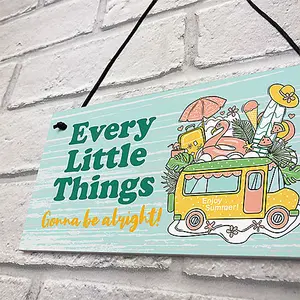 Red Ocean Caravan Campervan Hanging Sign - 'Every Little Things Gonna Be Alright' - Motorhome Decor Accessories Signs And Plaques