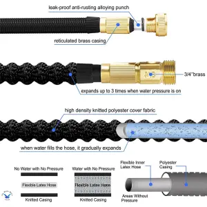 Expanding Garden Watering Hose Pipe - Automatically Expandable & Flexible Hosepipes - 200 FT