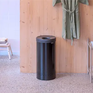 Brabantia Laundry Bin Black / 63.5cm H x 38cm W x 38cm D