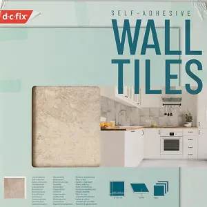 d-c-fix Light Slate Self Adhesive Vinyl Wall Tiles Pack of 6 (0.56sqm)