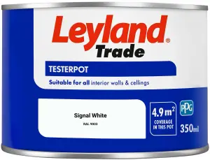 Leyland Trade Vinyl Matt Walls & Ceilings Emulsion Paint Signal White (RAL 9003) 350ml Tester