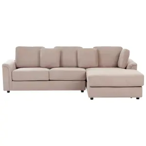 Left-Hand Corner Sofa with Ottoman KOHLO Taupe Fabric Left Hand