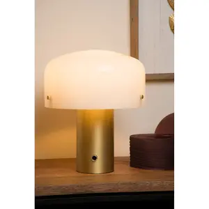 Lucide Timon Cottage Table Lamp - 1xE27 - 3 StepDim - Matt Gold, Brass