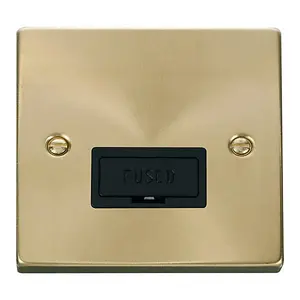 Satin / Brushed Brass 13A Fused Connection Unit - Black Trim - SE Home