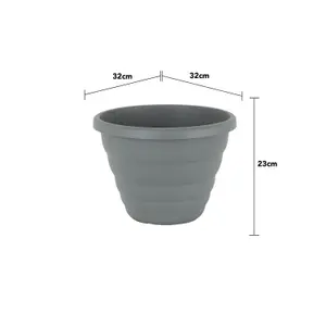 Wham Set 4 Beehive 32cm Round Plastic Pot Cement Grey