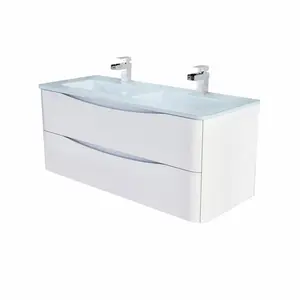 Stanhope 1200mm Double Bathroom Vanity with Integrated Glass Basin White