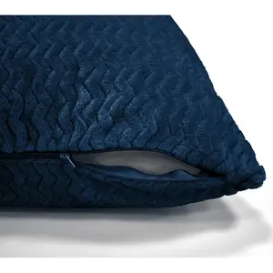 Moneeba Snug Soft Chevron Patterned Mink Moda Plush Cushion Navy / 43cm x 43cm