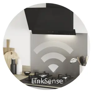 GoodHome LinkSense GHCG60LKBL Black steel & glass Curved Cooker hood (W)59.8cm - Matt black