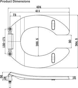 Euroshowers Commercial Gap Open Front Toilet Seat