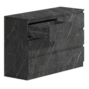 ZITA - 6 Drawer Chest of Drawers in Matt Charcoal Grey Marble Effect