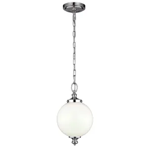 Elstead Parkman 1 Light Small Globe Ceiling Pendant Polished Nickel, E27