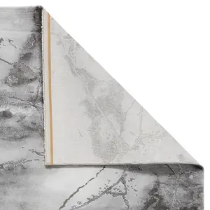 Ivory Silver Abstract Modern Easy to clean Rug for Dining Room Bed Room and Living Room-200cm X 290cm