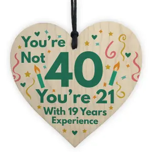 Red Ocean Funny Birthday Gifts For Women Novelty 40th Birthday Gift For Men Wooden Heart Sign Funny Birthday Card