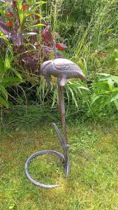 Kingfisher on Reeds Garden Ornament Sculpture with an Aged Bronze Finish