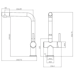 Liquida W15BN Single Lever Pull Out Spray Brushed Nickel Kitchen Mixer Tap