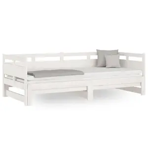 Berkfield Pull-out Day Bed White Solid Wood Pine 2x(90x190) cm