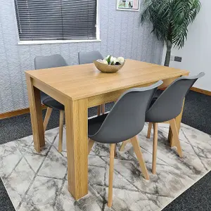 Kitchen Dining Table With 4 Chairs Dining Table Room Set 4 Wooden OAK Effect Table 4 Grey Tulip Chairs Furniture Kosy Koala