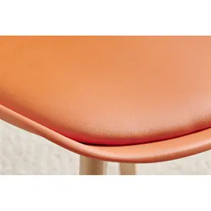 Stolm Bright Moulded Plastic Dining Chair with Wooden Legs and Foam Cushion Seat (Set of 2) Orange