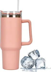 MantraRaj 40oz Stainless Steel Travel Mug Tumbler Cup Vacuum Insulated Leakproof Double Wall Flask (Pink)