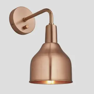 Industville Sleek Cone Wall Light, 7 Inch, Copper, Copper Holder