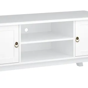 HOMCOM TV Stand Unit Corner Table Modern Eco-friendly MDF Ivory White Home