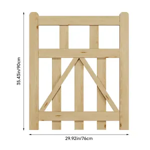 Outdoor Wooden Garden Gate Fence with Door Latch 76cm W x 90cm H