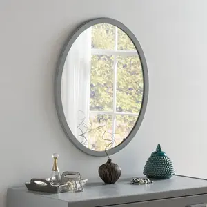 Maureen Wood Flat Wall Mirror Dark Grey / 44.5cm H x 34.3cm W