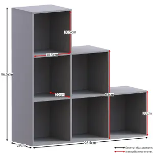 Vida Designs Durham Grey 6 Cube Storage Unit & Set of 3 Black Foldable Cube Storage Baskets