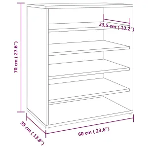 Berkfield Shoe Cabinet Smoked Oak 60x35x70 cm Engineered Wood