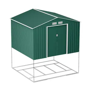 BillyOh Ranger Apex Metal Shed With Foundation Kit - 9x8 Dark Green