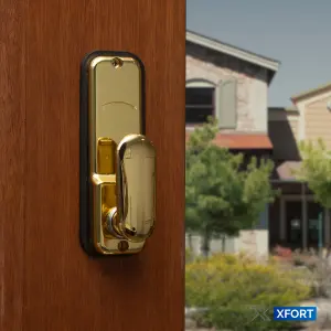 XFORT Digital Door Lock Polished Brass, Keypad Combination Lock