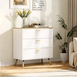 76 x 40 x 79cm Wooden Side Cabinet with 3 Drawers